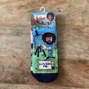 5/$20 NEW 2Pk Adult The Joy of Painting Bob Ross Socks